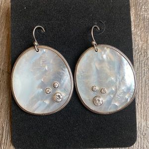 Earrings Sterling Silver, Mother-of-Pearl, Cubic Zirconia